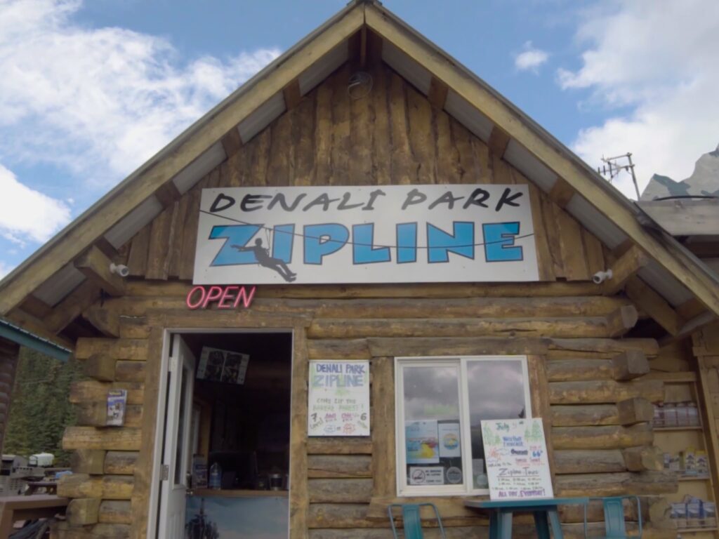 outside the denali park zipline office